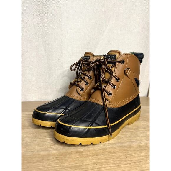 Itasca Men's Brown Leather Steel Shank Thermalite Rain Duck Boots - Picture 1 of 13